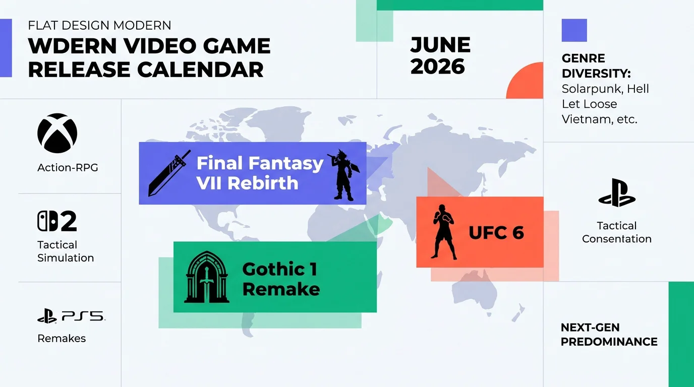 Calendrier des sorties de jeux vidéo pour le mois de juin 2026 sur consoles et PC