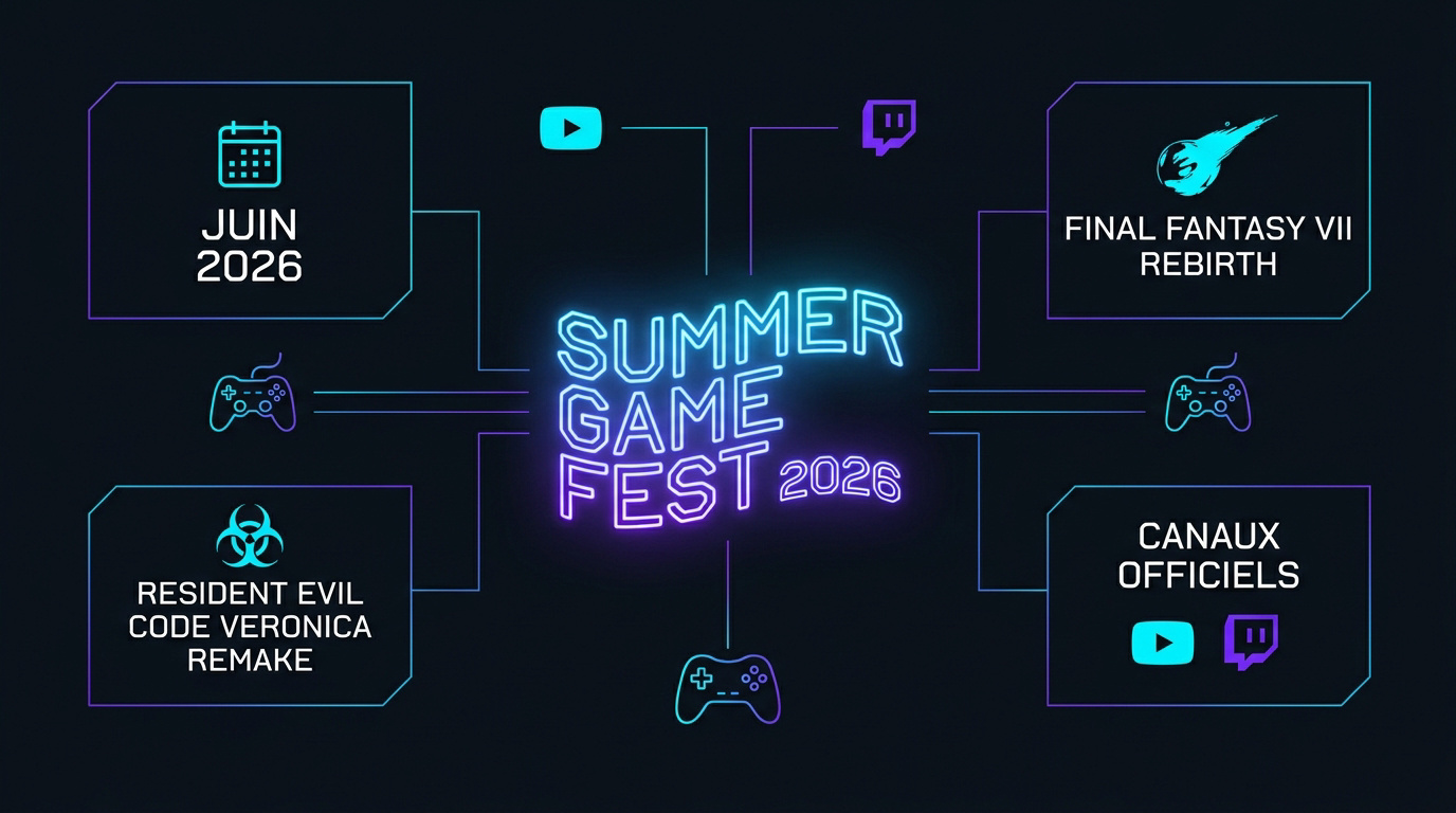 Affiche officielle du Summer Game Fest 2026 présentant les logos des partenaires et les dates clés